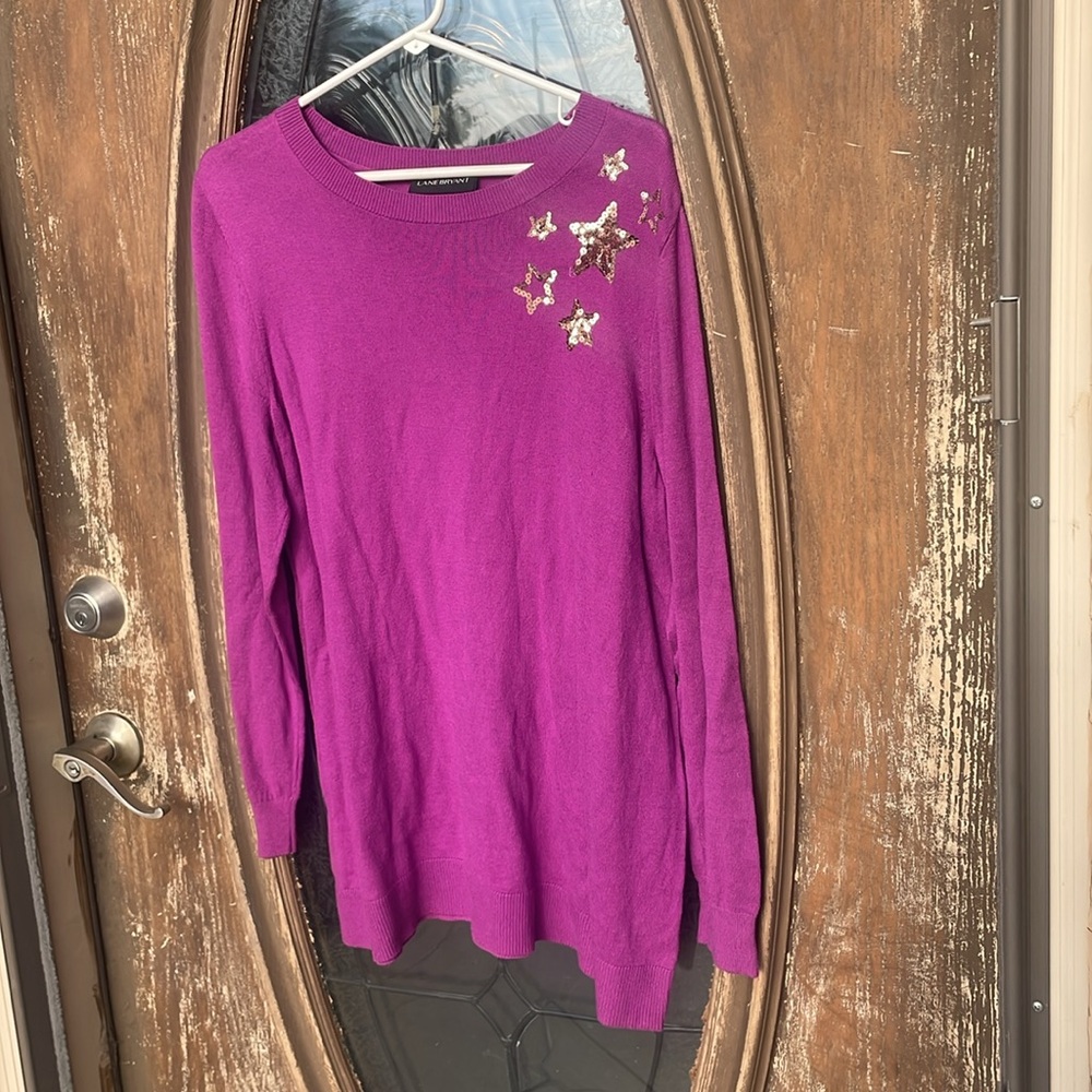 Lane Bryant Sequin star purple sweater top! Size 14/16